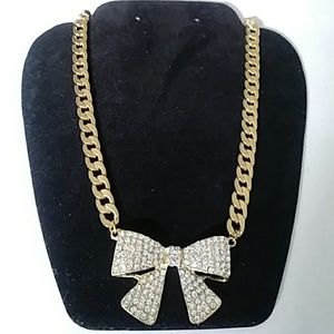 Rhinestones Bow Necklace